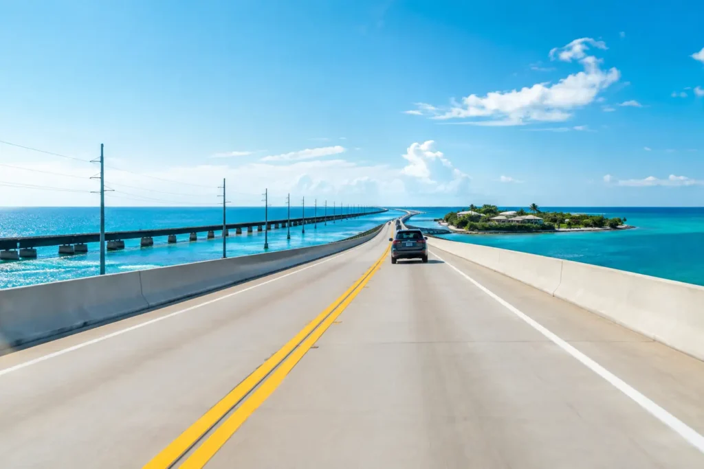 Traveling on Overseas Highway from Key West to Hawks Cay
