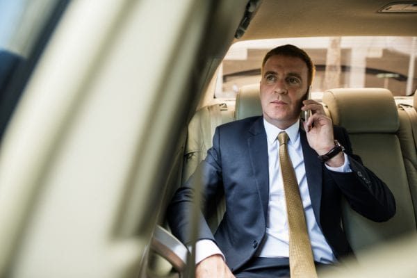 Businessman Talking Using Phone Car Inside Businessman Talking Using Phone Car Inside